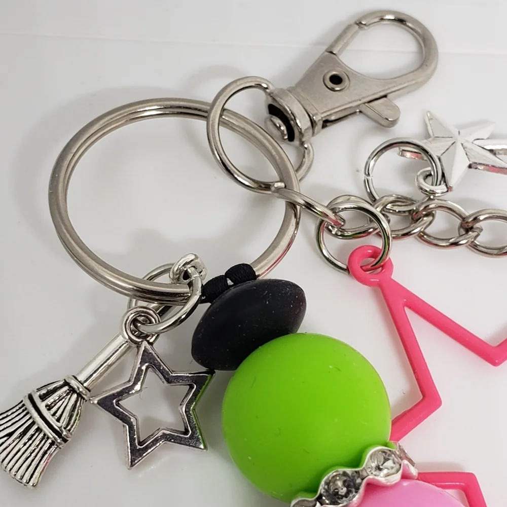 Handmade Long Silicone Focal Bead Wicked Keychain